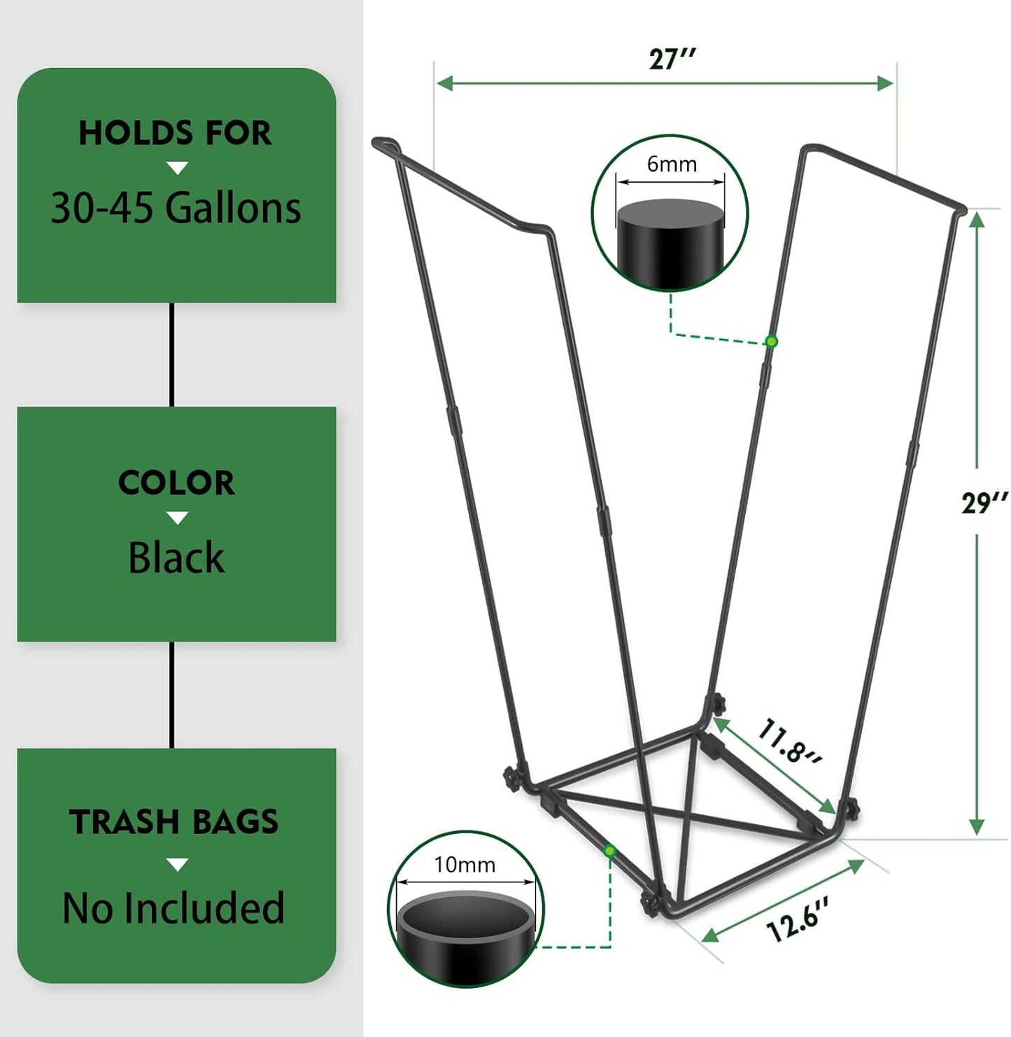 Trash Bag Holder, Outdoor Metal Leaf Bag Holder Stand