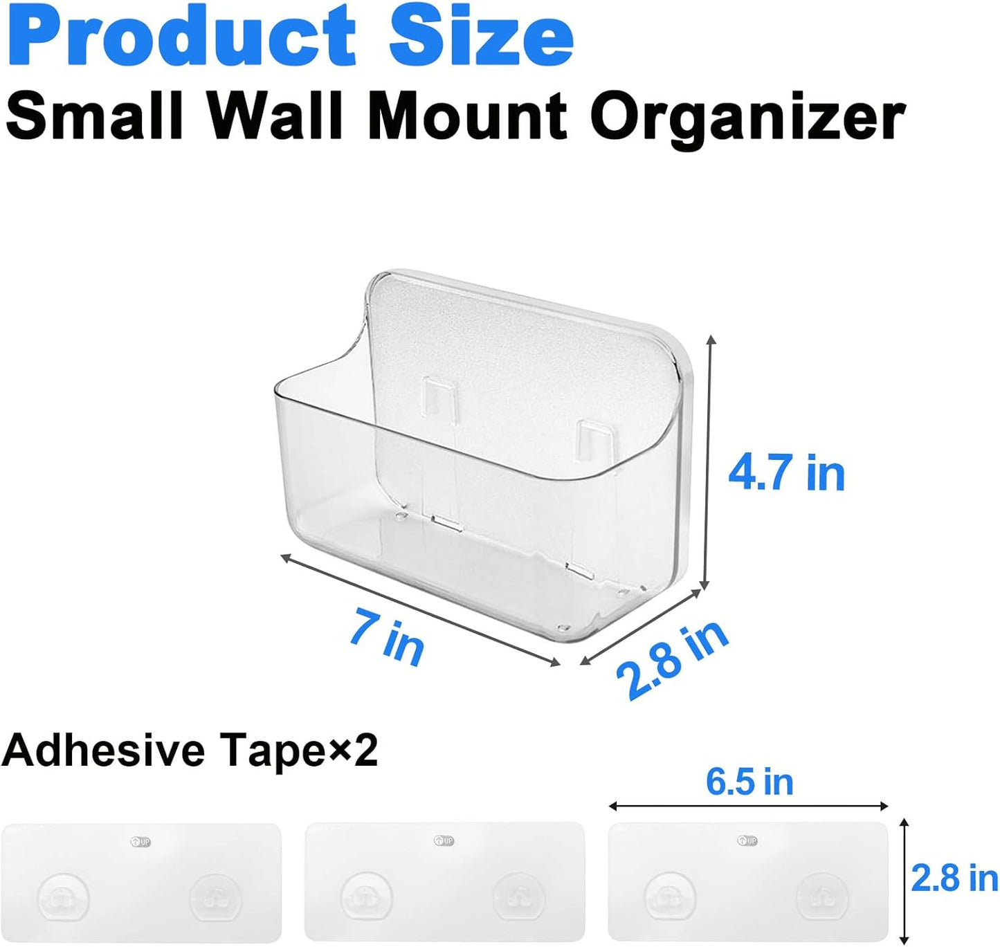 2pc Acrylic Wall Mount Organizer, Small Adhesive Clear Cabinet Door Organizer,Acrylic Shelves for Wall,No Drilling Hang Walls,with Self Adhesive Tape, for Bathroom, Kitchen, Living Room