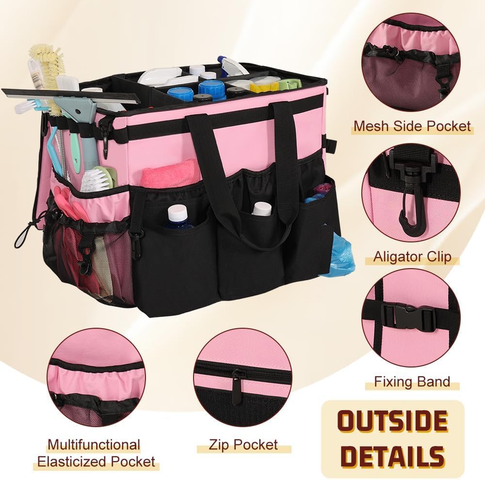 Rolling Cleaning Caddy, Cleaning Supplies Organizer with Cleaning Caddy Apron