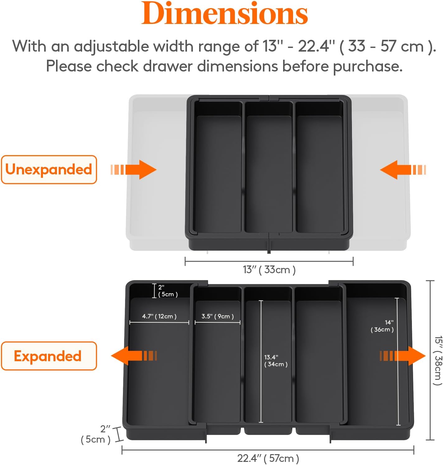 Utensil Organizer for Kitchen Drawers, Expandable Cooking Utensil Tray