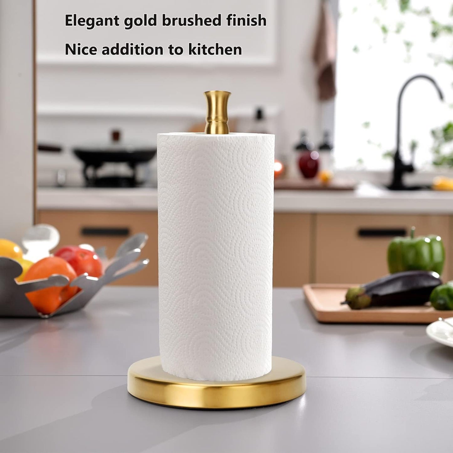 Paper Towel Holder, Stainless Steel Heavy Base (2LBS in Weight, and 6.7inch in Diameter)