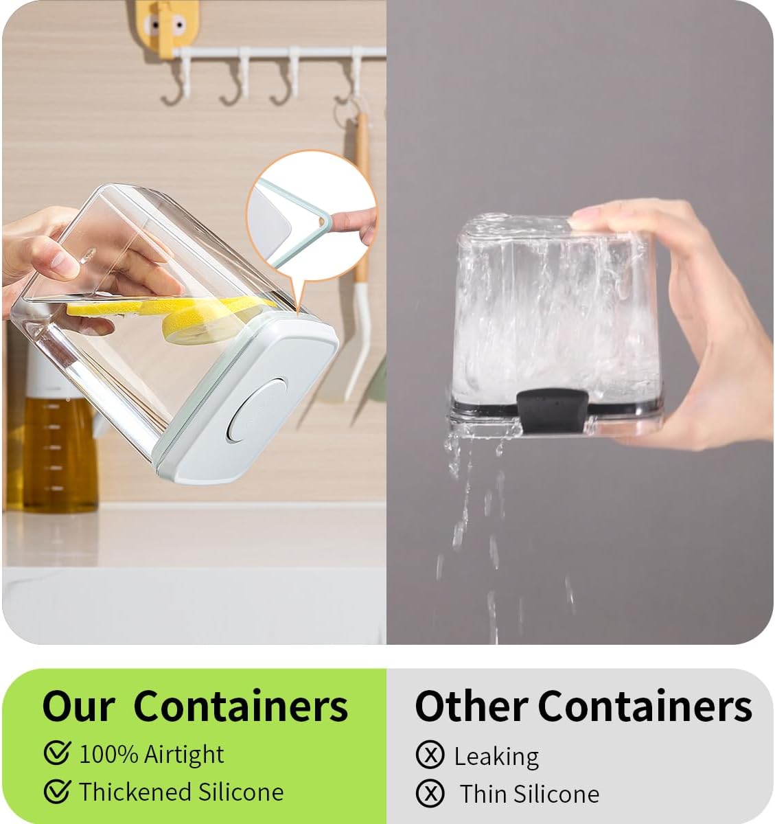 Food Storage Containers with Lids,2.9Qt 2Pcs Airtight Pop Food Storage Containers