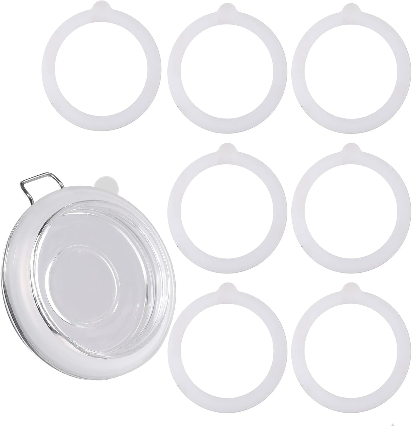 7 Pack Rubber Seals for Glass Jars, Airtight Silicone Jar Gaskets