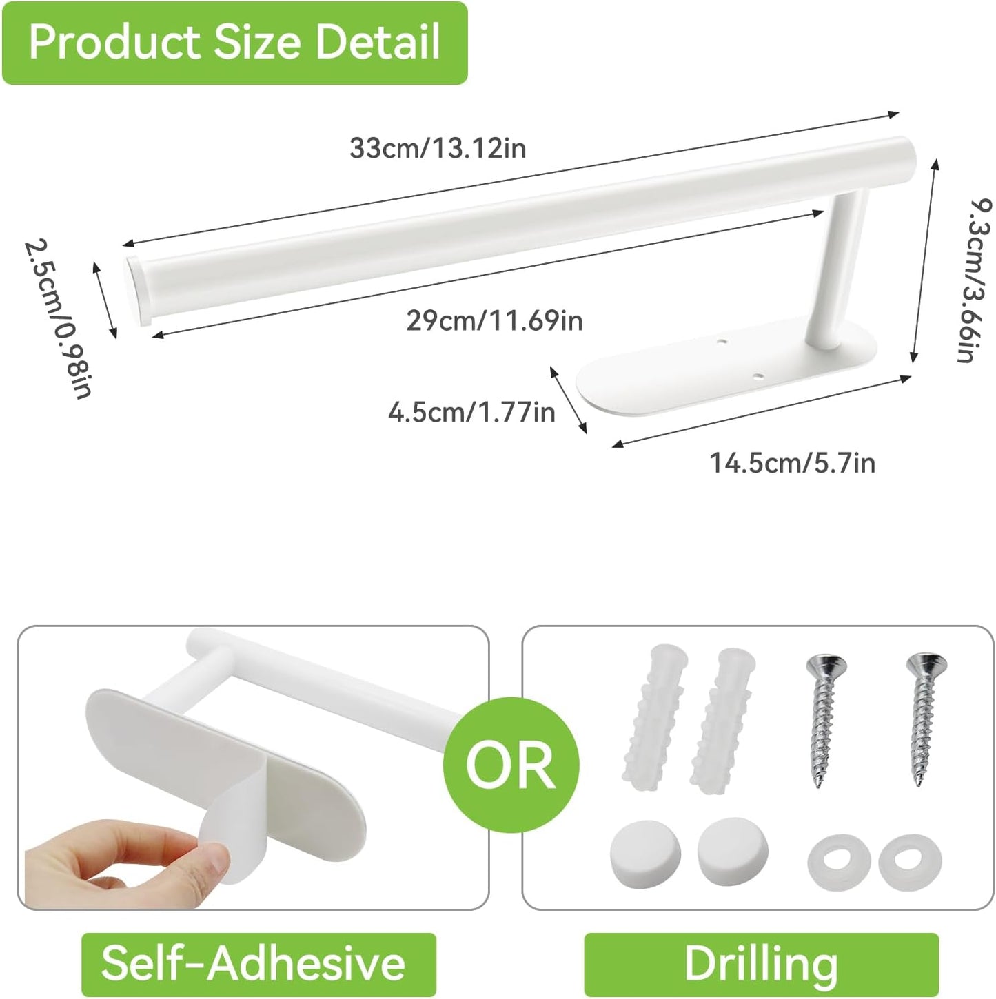 White Paper Towel Holder - Under Cabinet Paper Towel Holder for Kitchen