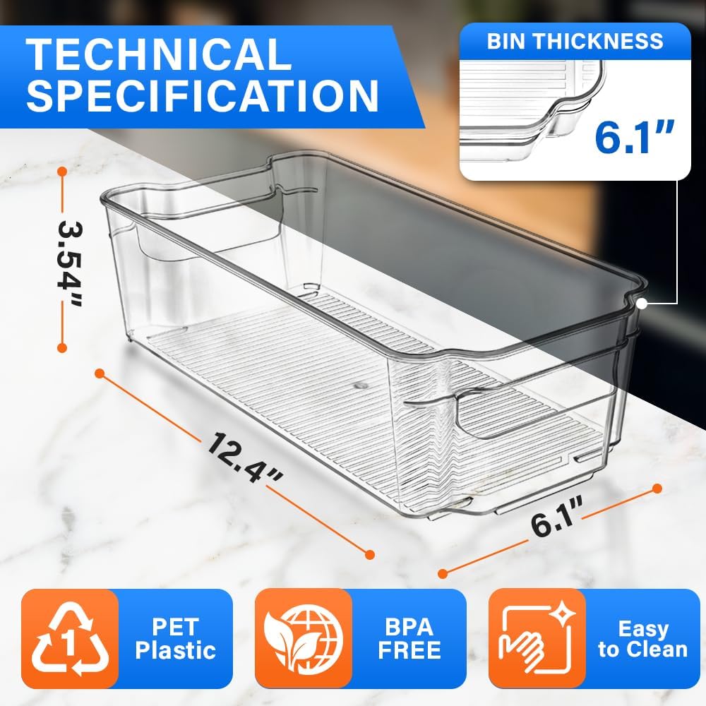 Pantry Organizers and Storage Bins - Stackable Clear Bins for Kitchen and Freezer