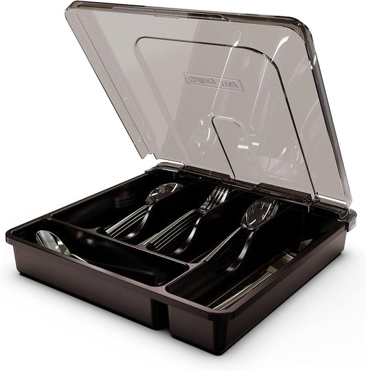 Silverware Tray with Lid, Utensil Drawer Organizer for Kitch