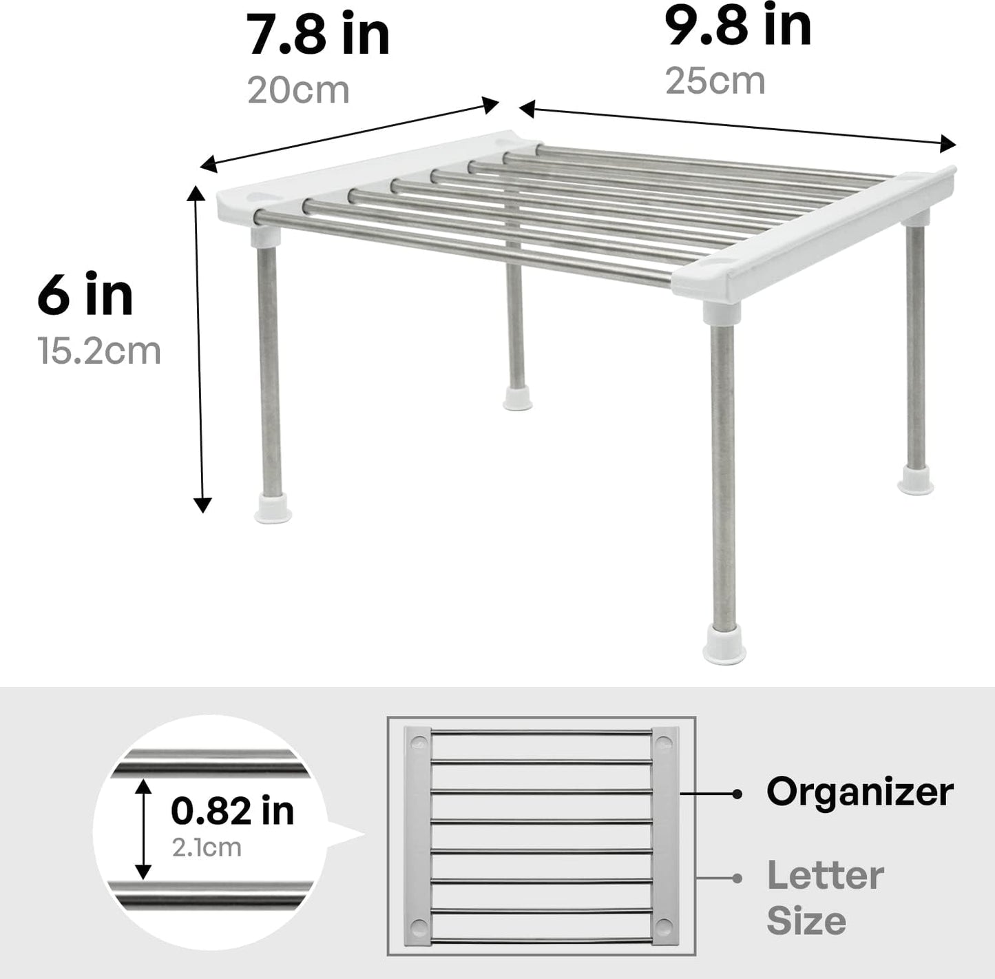 Cabinet Organizer Shelf, Set of 2 Stackable Kitchen Counter Shelves