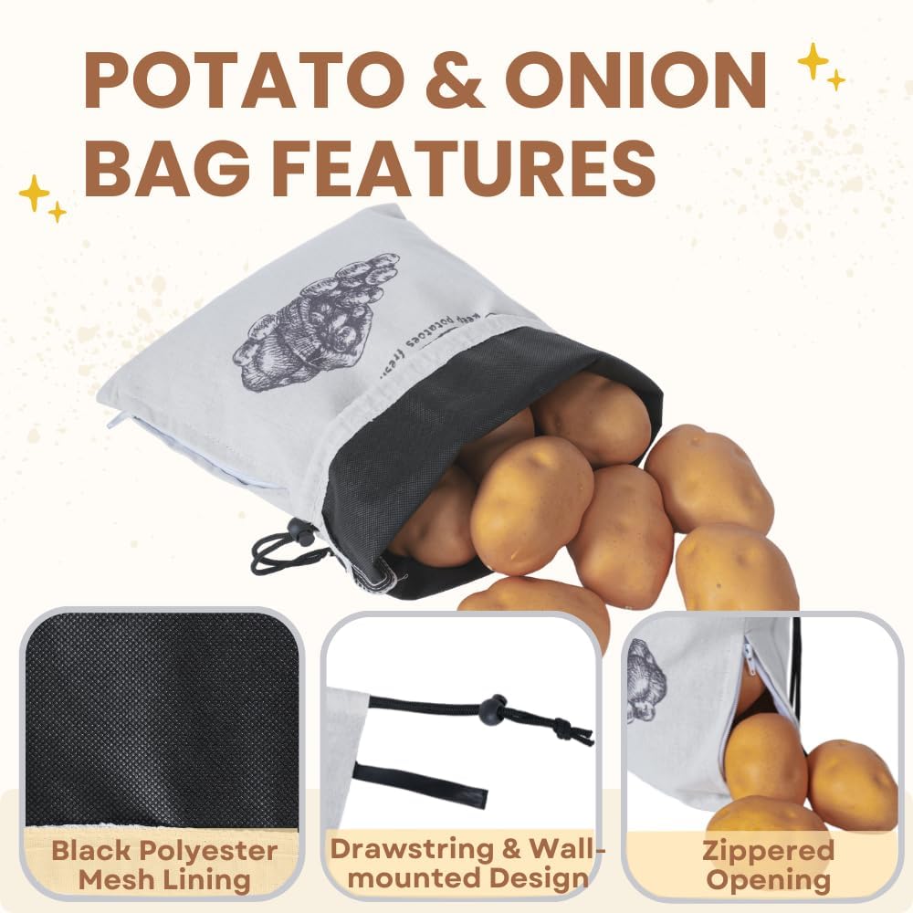Potato Onion Storage Bag, Reusable Potato and Onion Storage Bag for Pantry