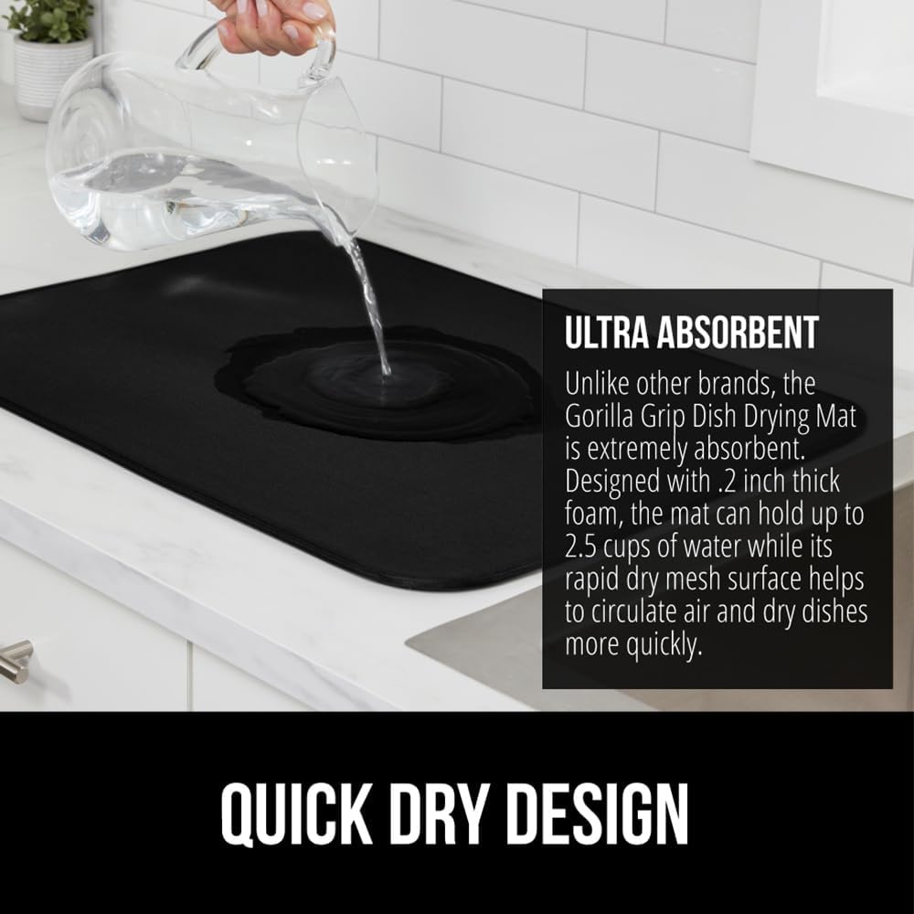Ultra Water Absorbent Microfiber Dish Drying Mat, Quick Dry Thick Mesh