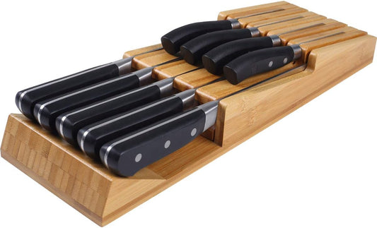 Bamboo In-Drawer Knife Block Set for 9 Knives(Not Included)