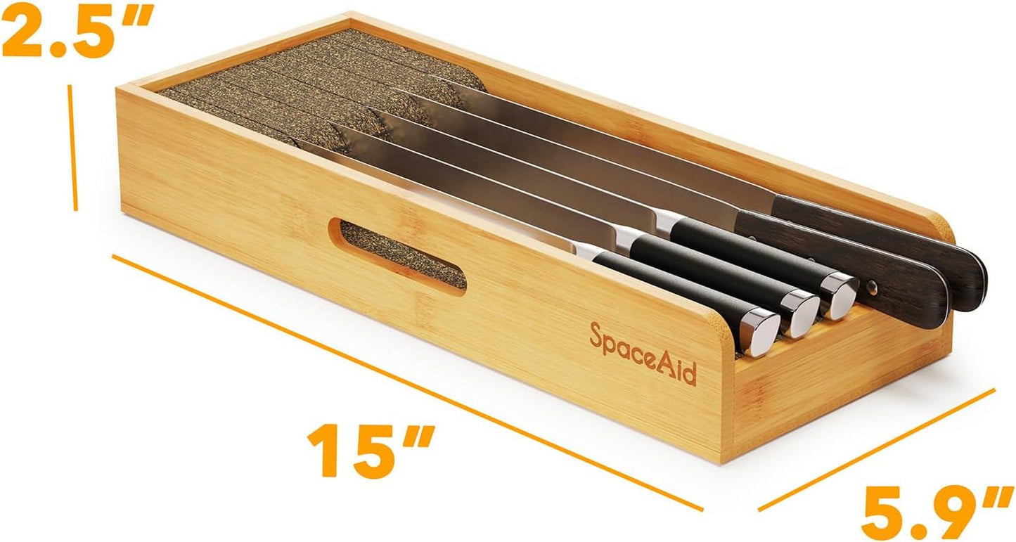 Knife Drawer Organizer Bamboo Insert Dock