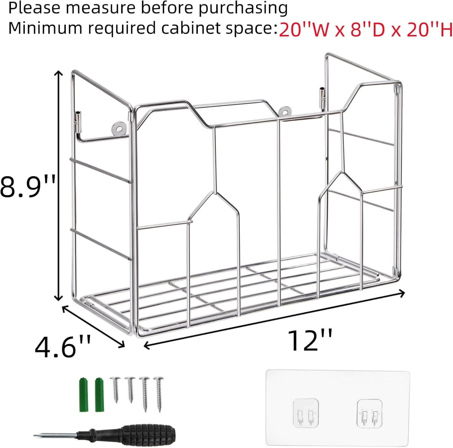 Kitchen Wrap Organizer Rack Wall Mount, Cabinet Door Organizer Storage