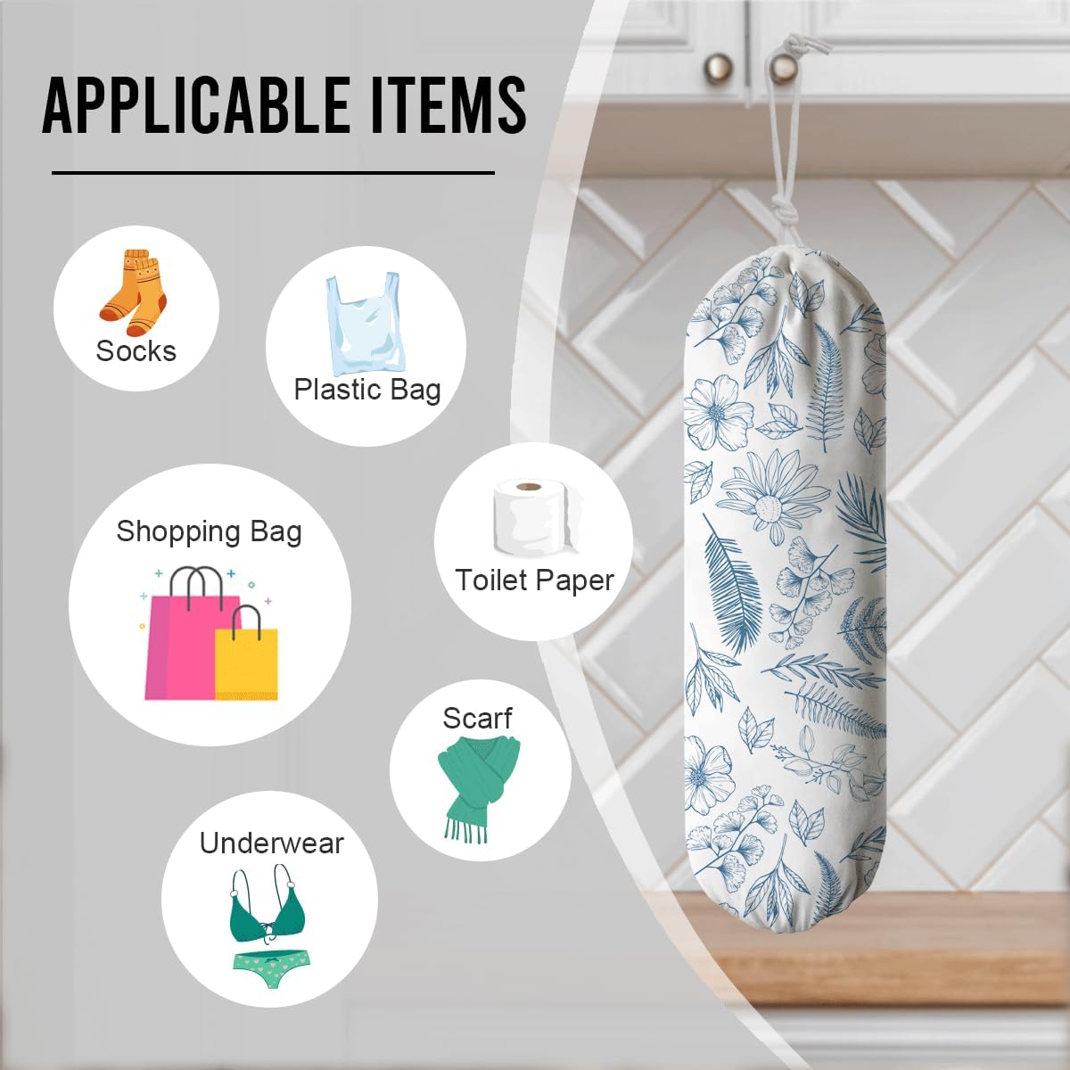 Aesthetic Bag Holder, Bag Dispenser for Plastic Bags