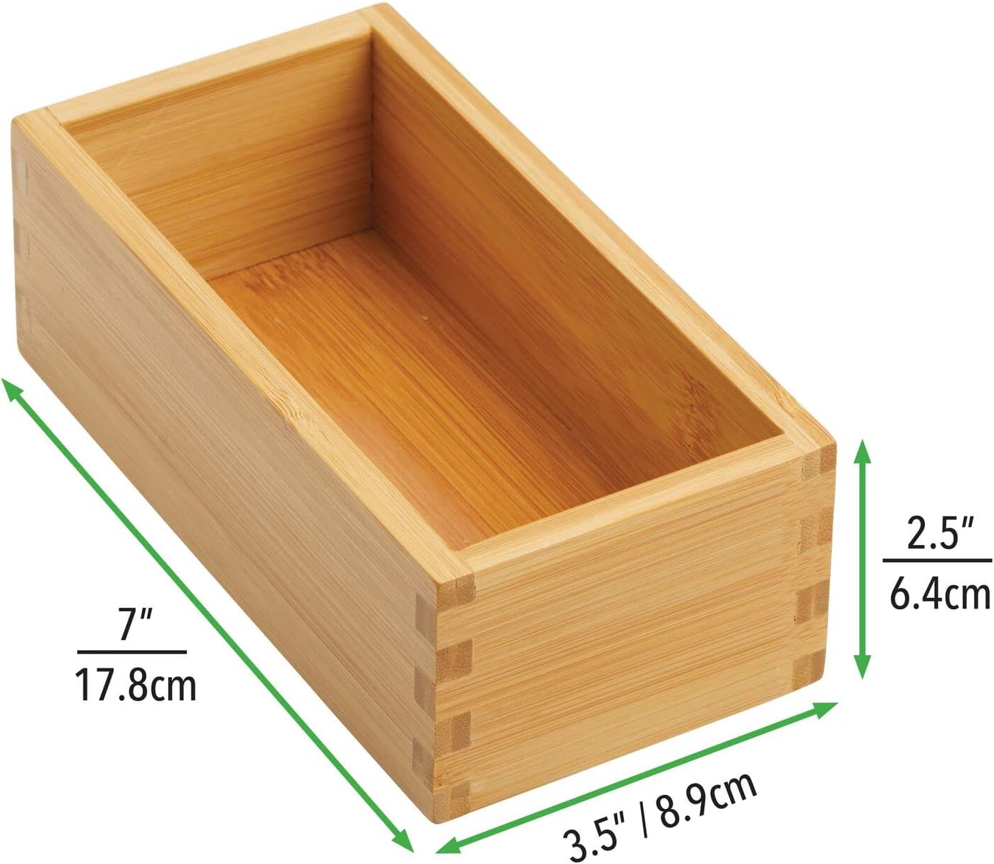Bamboo Storage Bin Container, Drawer Organizer Crate Boxes for Kitchen Pantry Cabinet, Shelf