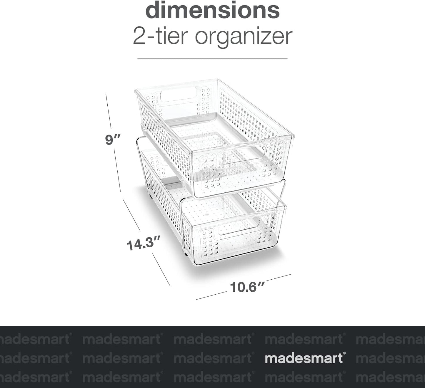 2 Tier Organizer, Under Cabinet Storage with Pull Out Sliding Drawers, for Cleaning Supplies