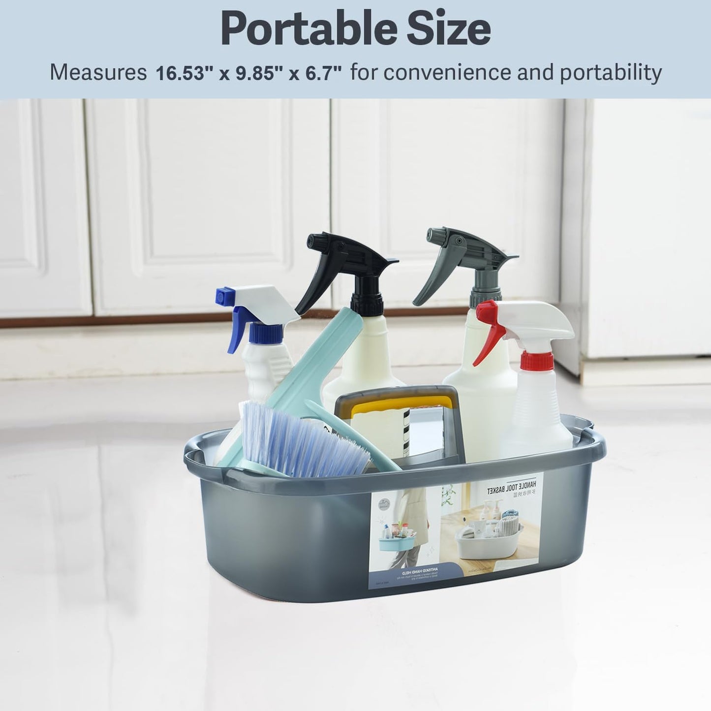 Large Cleaning Caddy with Handle, Cleaning Tool Storage Basket Organizer