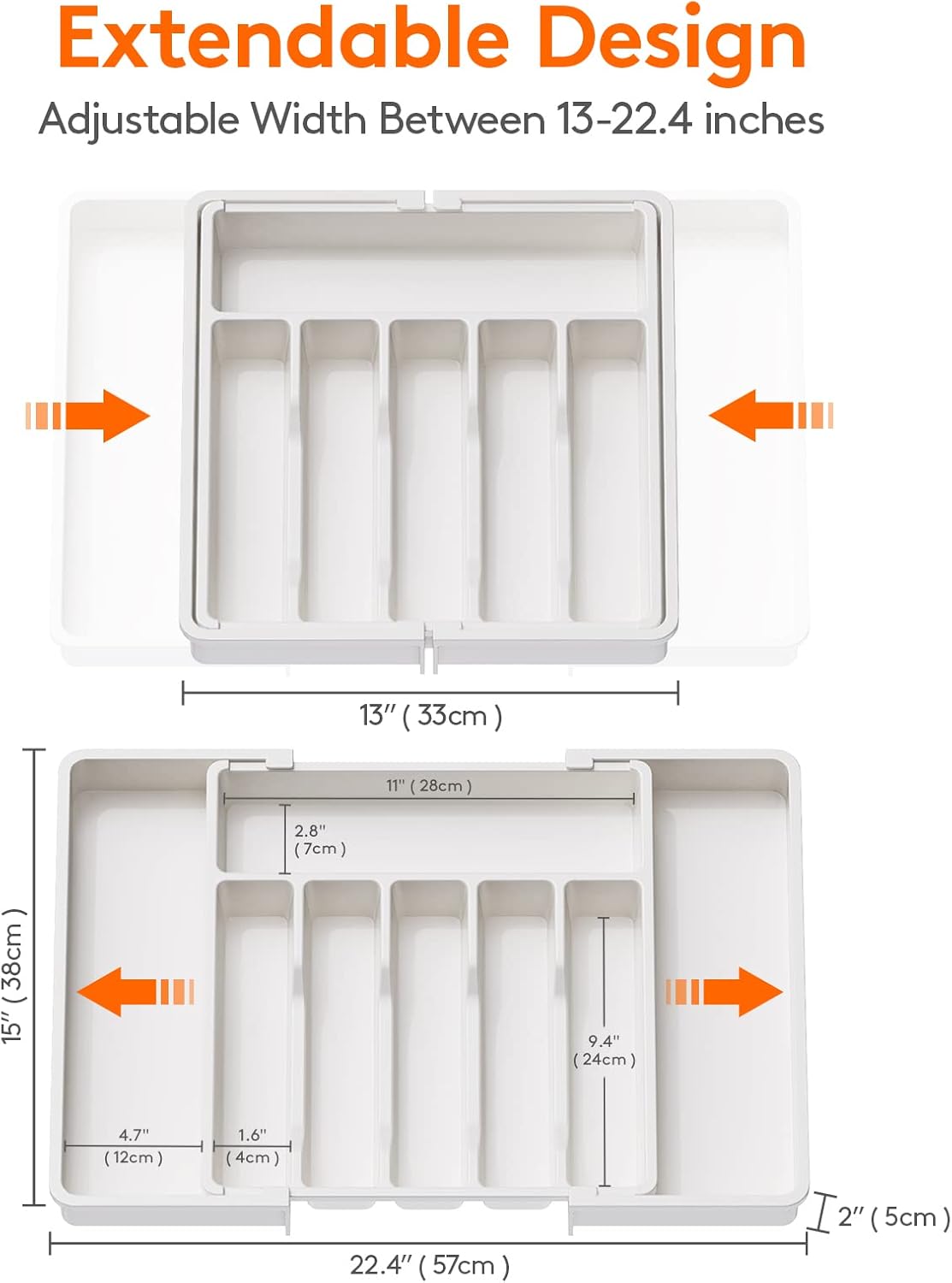 Silverware Drawer Organizer, Expandable Utensil Tray for Kitchen