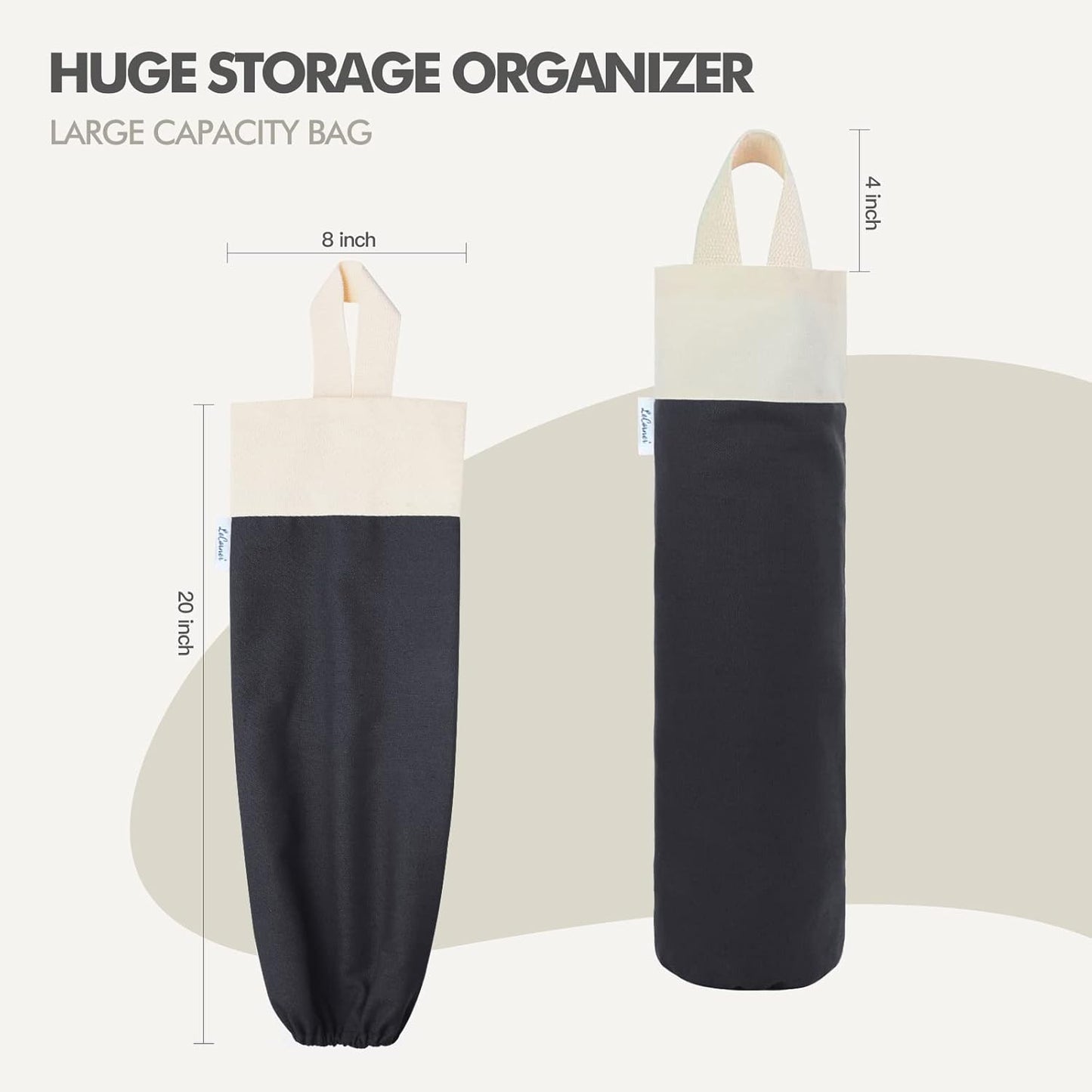 Wall Mount Plastic Bag Holder for Grocery Storage, Cotton Shopping Garbage Sack Organizer