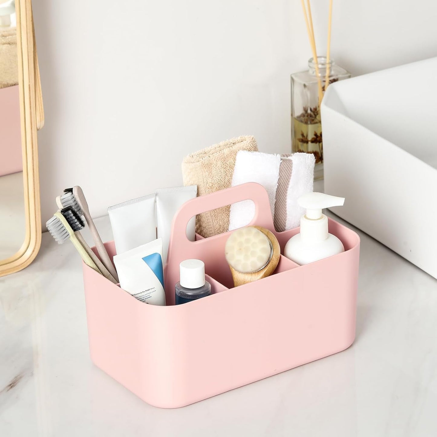 Multiuse Caddy Organizer with Handle, Portable Divided Plastic Tote Bin - Art Craft