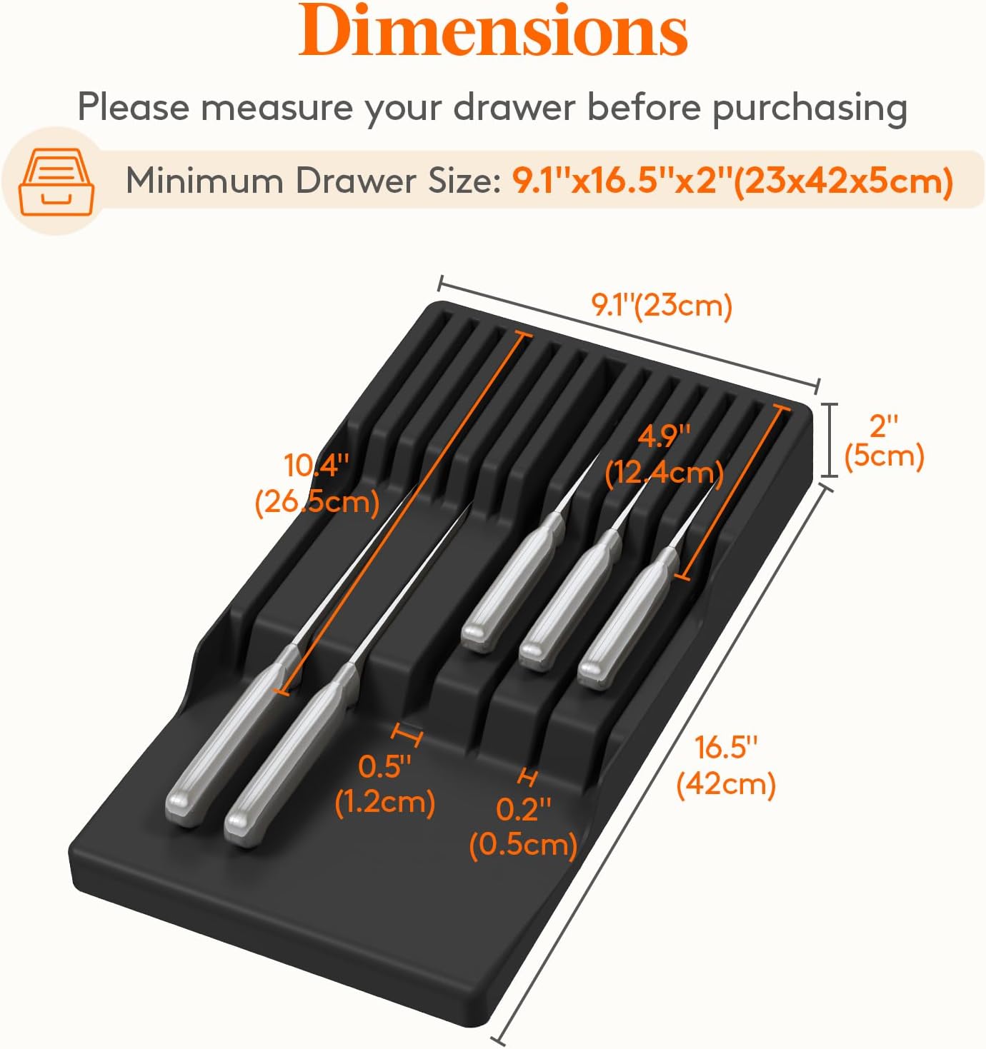 Magnetic Drawer Knife Organizers Insert, Kitchen Plastic In Drawer Knife Block Slots