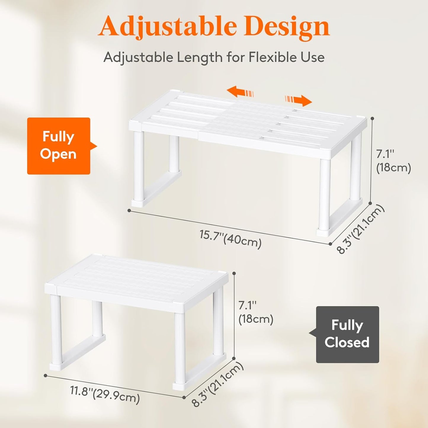 Cabinet Shelf Organiser, Expandable Countertop Kitchen Shelves