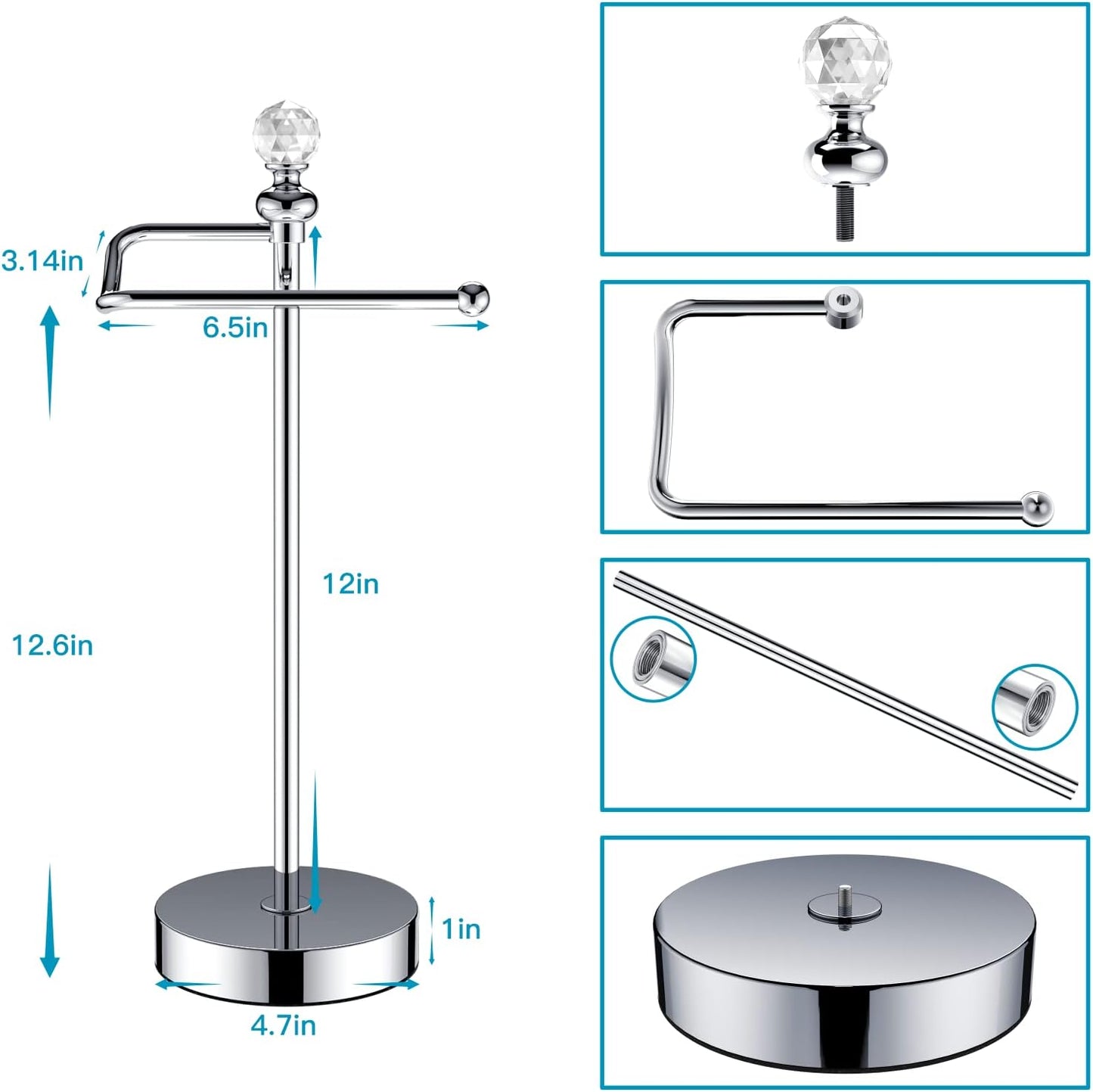 Heavy Weighted Towel Holder (with Crystal Ball) Standing Towel Holder