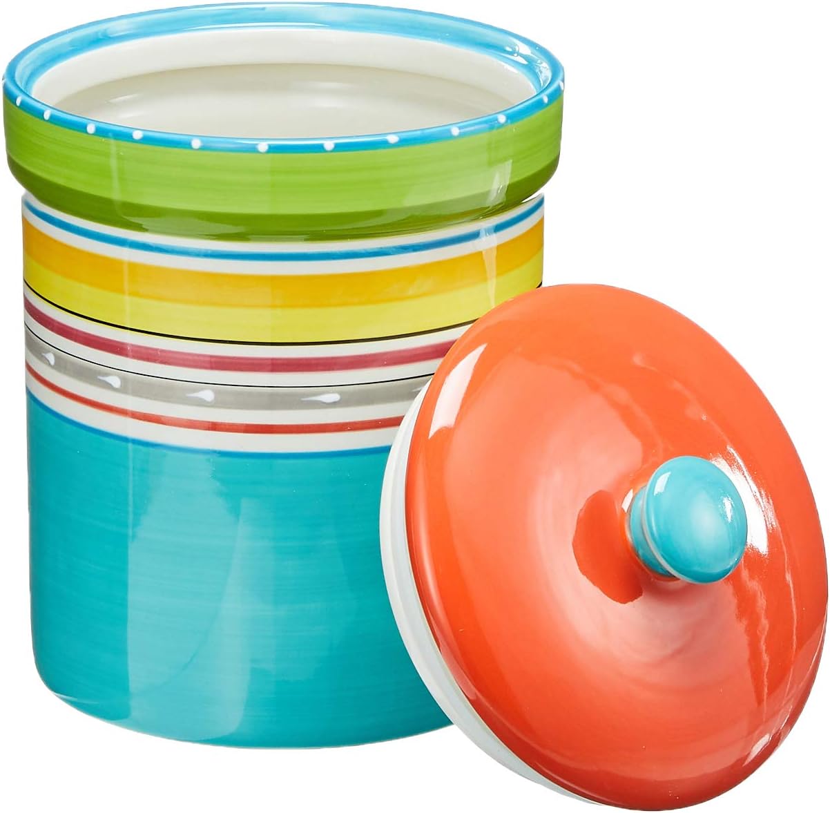 Mariachi 4-Piece Ceramic Kitchen Canister Set – Airtight Colorful Striped Storage Jars with Lids