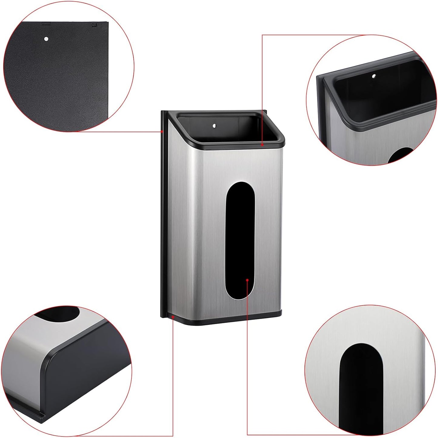 Grocery Bag Dispenser Wall Mount Stainless Steel Bag Dispenser for Plastic Bags Sturdy Grocery Bag Holder with Screws Adhesives Decorative Plastic Bag Holder for Kitchen Pantry Cabinet