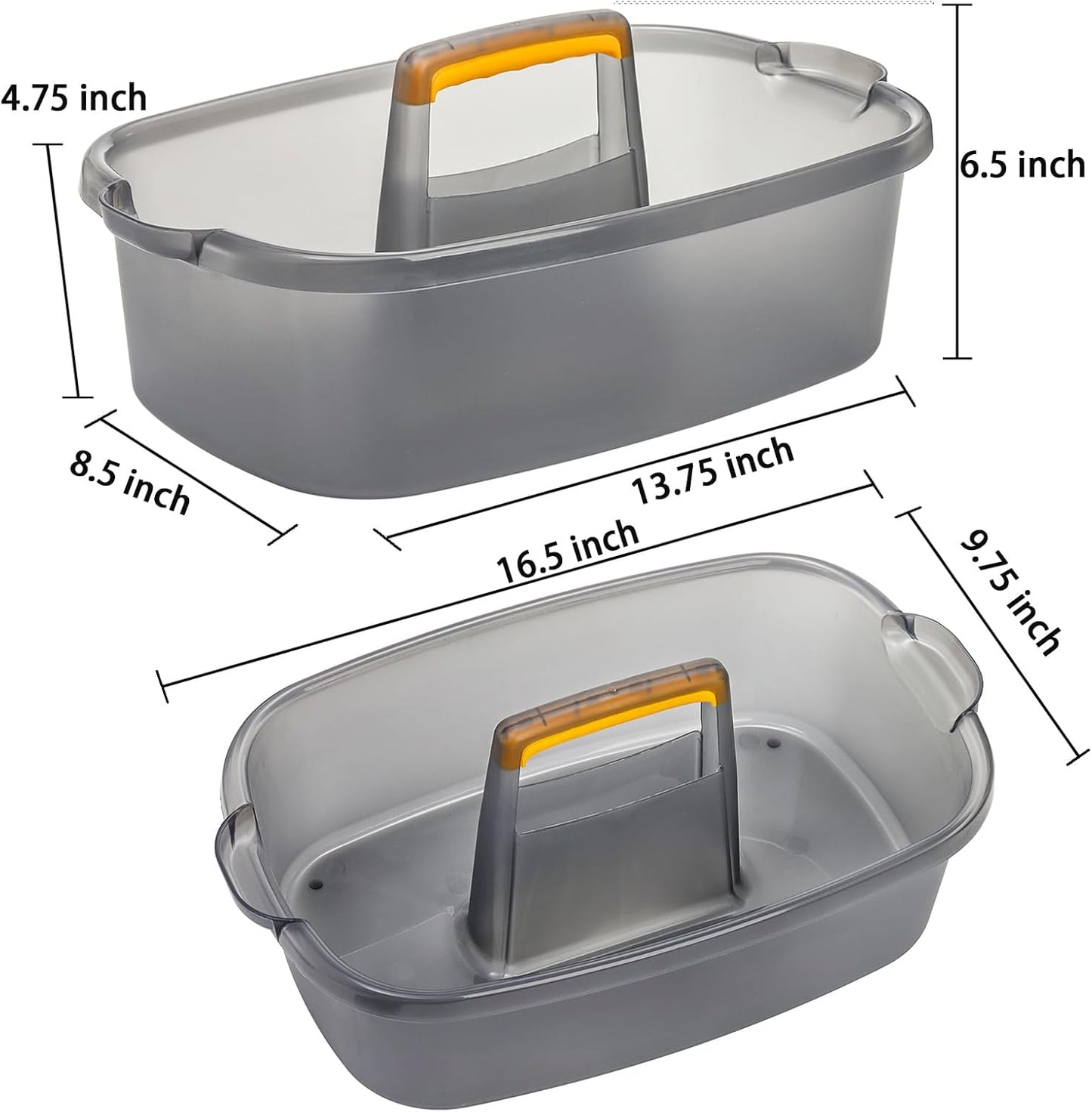 2 Pack Cleaning Supplies Caddy, Plastic Large Cleaning Supply Storage Bucket with Handle