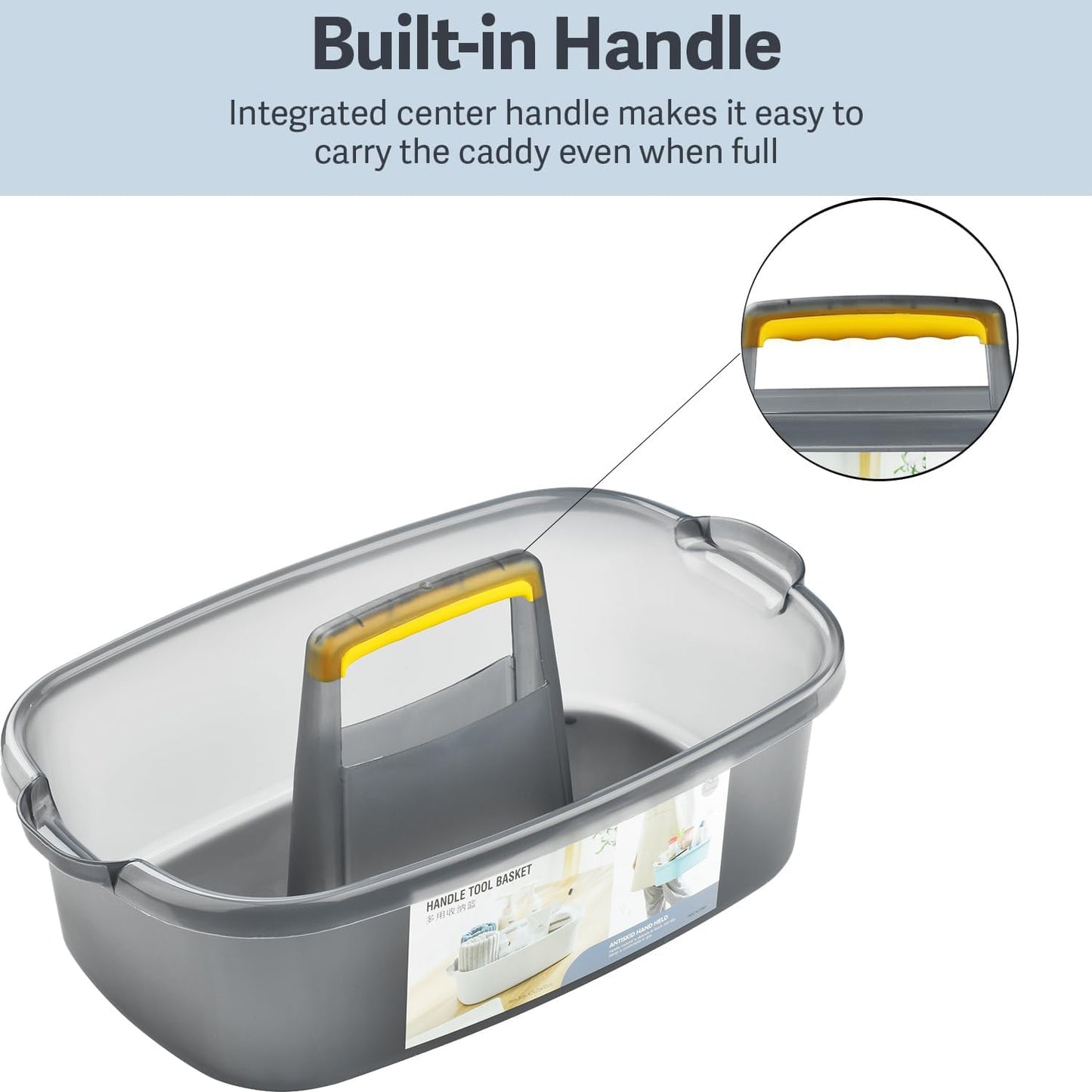 Large Cleaning Caddy with Handle, Cleaning Tool Storage Basket Organizer