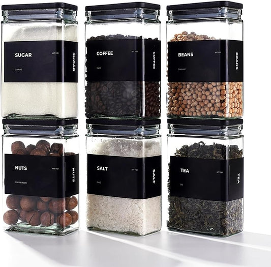 Glass Storage Jars with Bamboo Lid, glass canisters with airtight lids