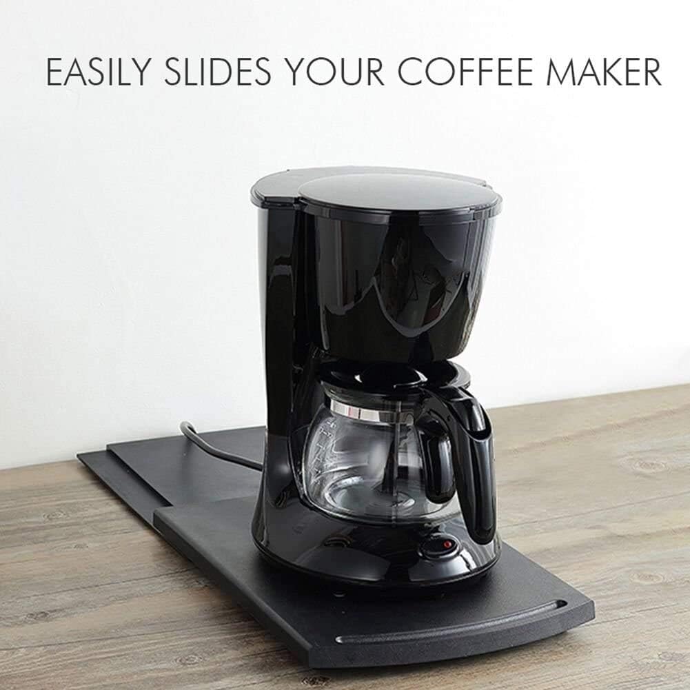 Kitchen Caddy Sliding Coffee Tray Mat, Under Cabinet Appliance Coffee Maker Toaster Countertop Storage Moving Slider - Base sliding shelf With Smooth Rolling Wheels, 1 Pack