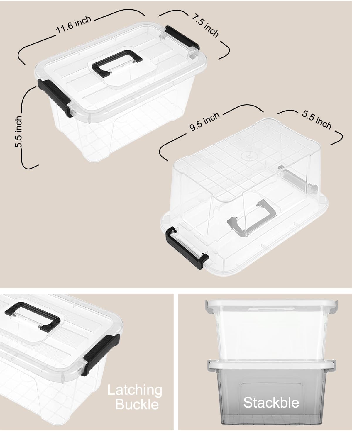 Plastic Storage Bins with Lids 6 Pack Storage Organizer