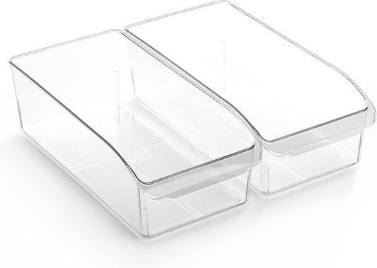Plastic Storage Bins, Small | THE CURVE COLLECTION | Multi-Use Organizer Bins | Storage Containers Kitchen, Pantry and Home Organization | Fridge Organizers | Pantry Organization