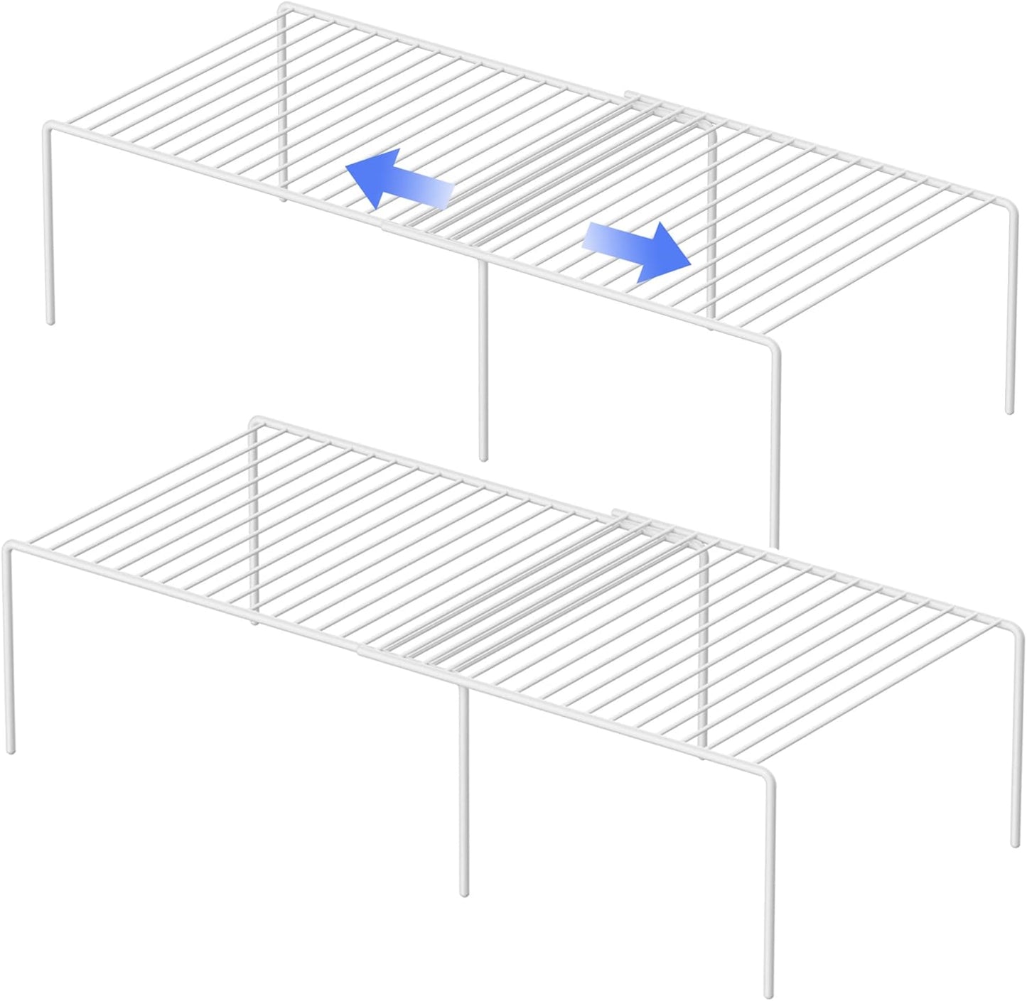4-Piece Expandable Metal Rustproof Storage Shelf Rack, Kitchen Counter and Cabinet Organizer