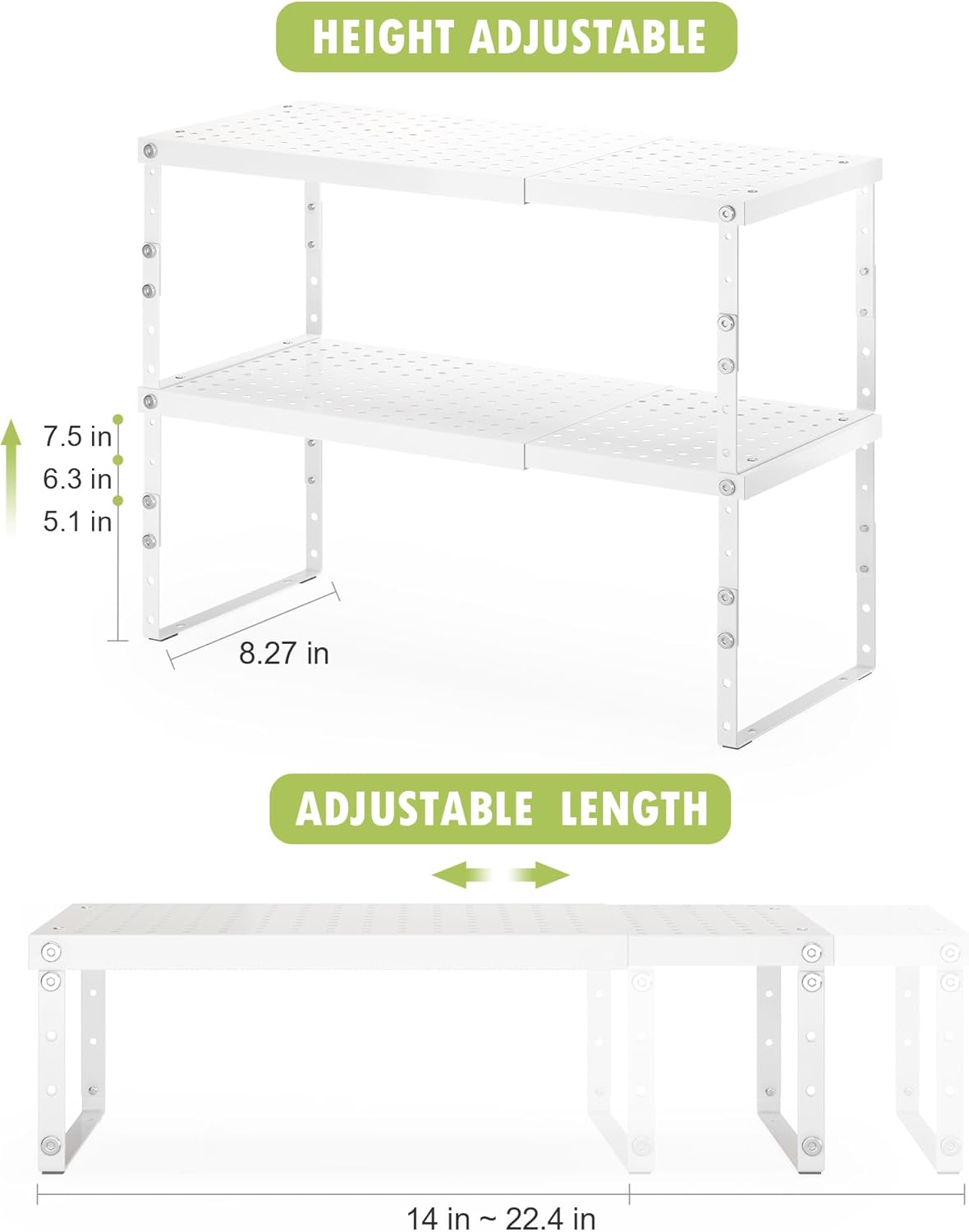 Expandable Cabinet Organizer Shelf With Adjustable Height
