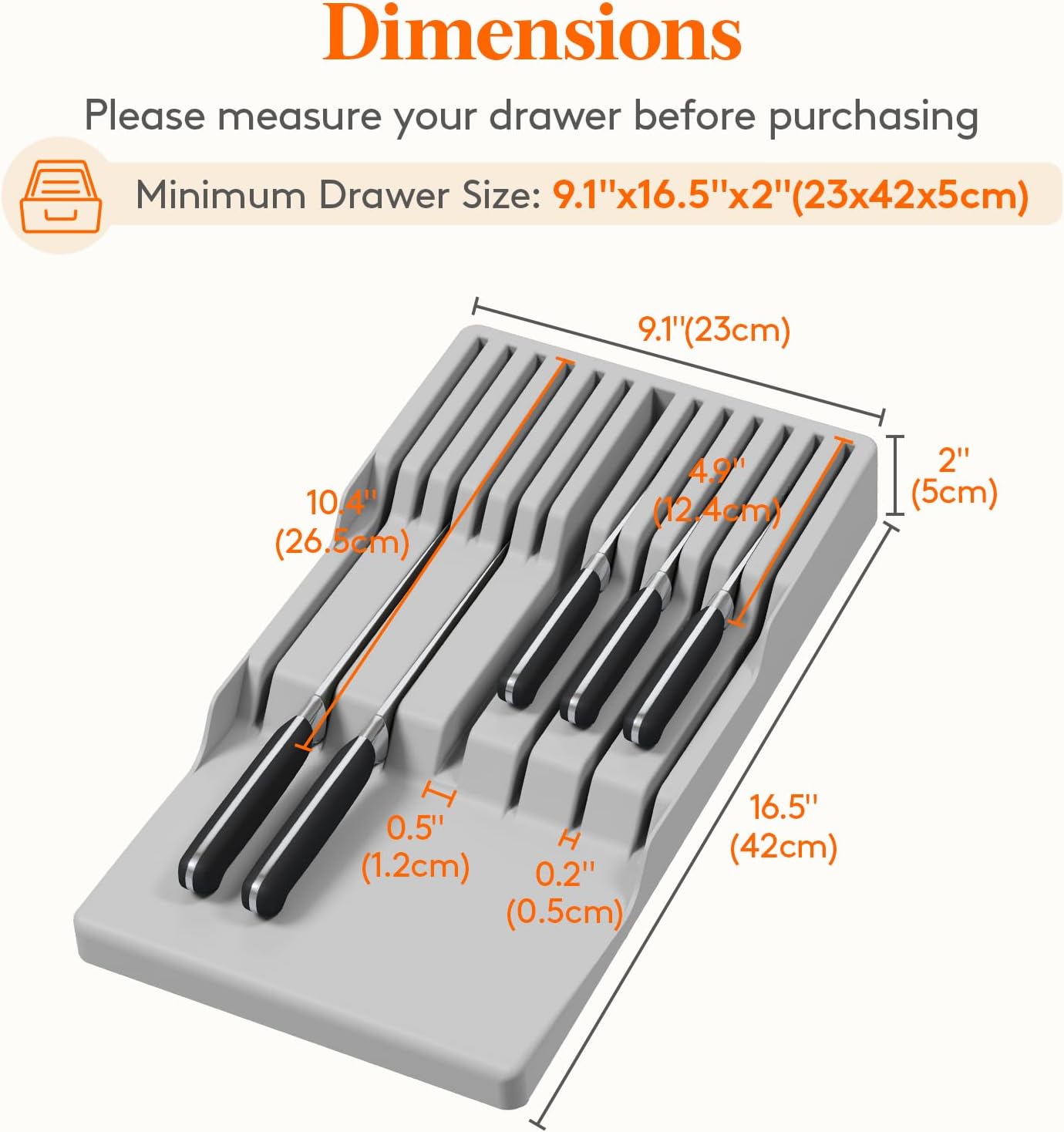 Magnetic Drawer Knife Organizers Insert, Kitchen Plastic In Drawer Knife Block Slots