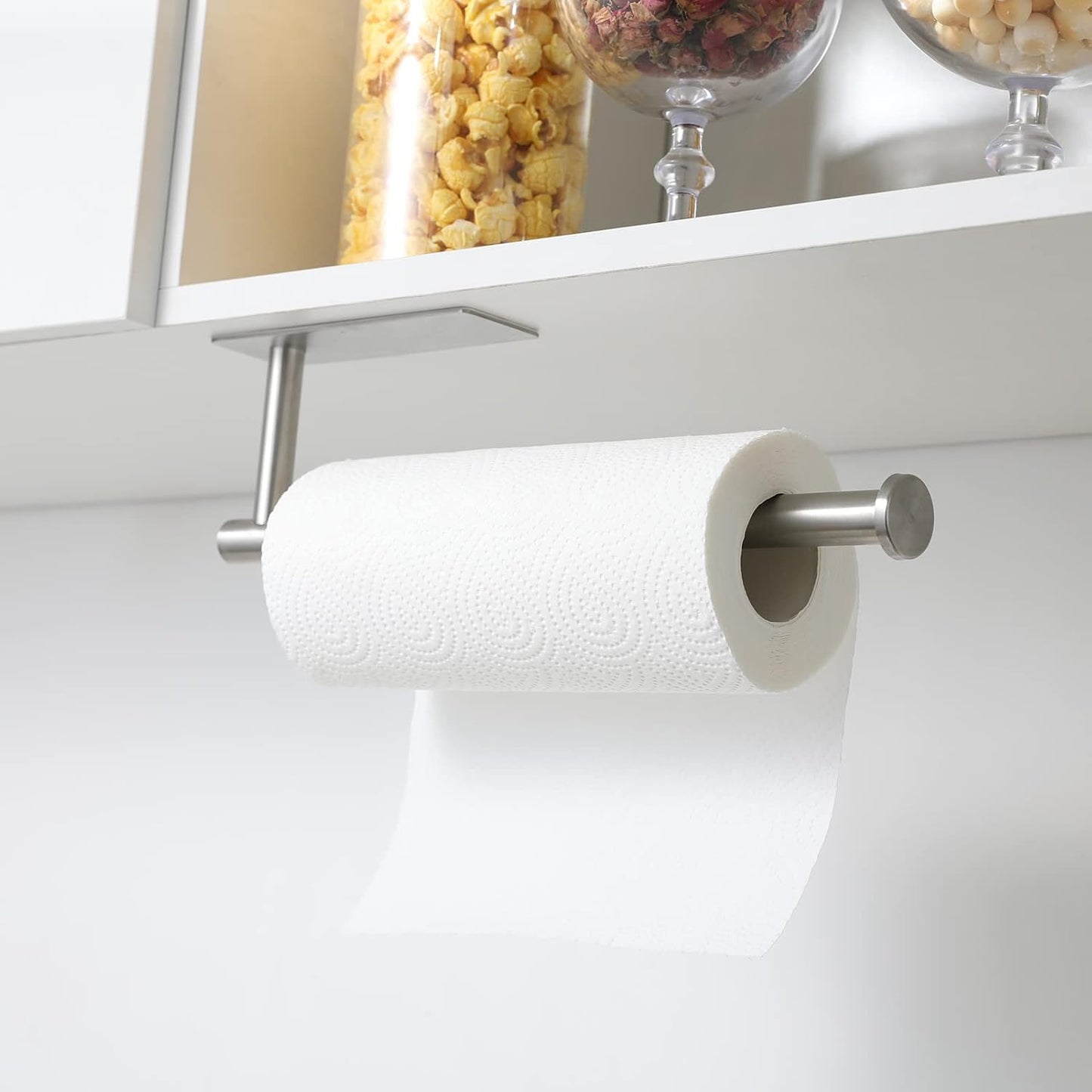 Under Cabinet Paper Towel Holder for Kitchen, Adhesive Paper Towel Roll Rack for Bathroom Towel