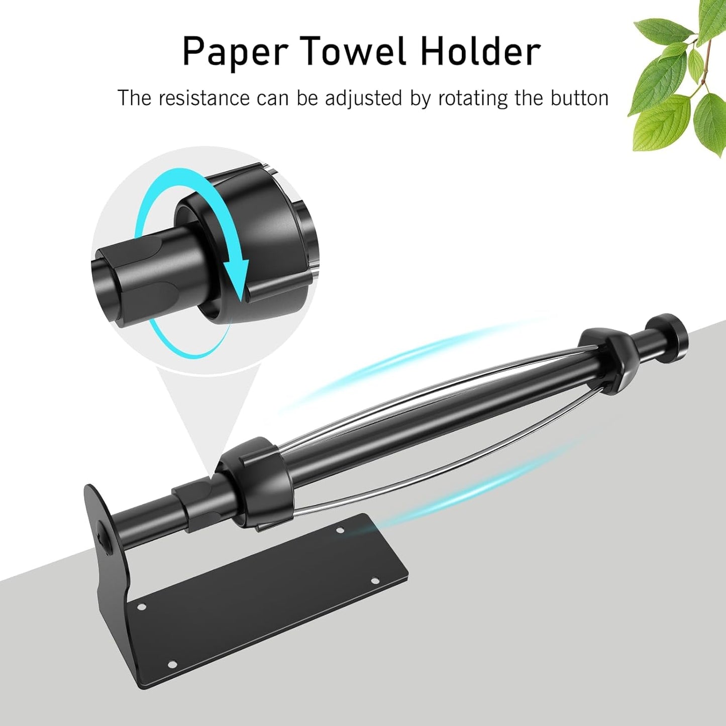 Paper Towel Holder, Single Hand Operable Paper Towel Holder Under Cabinet with Adjustable Damper