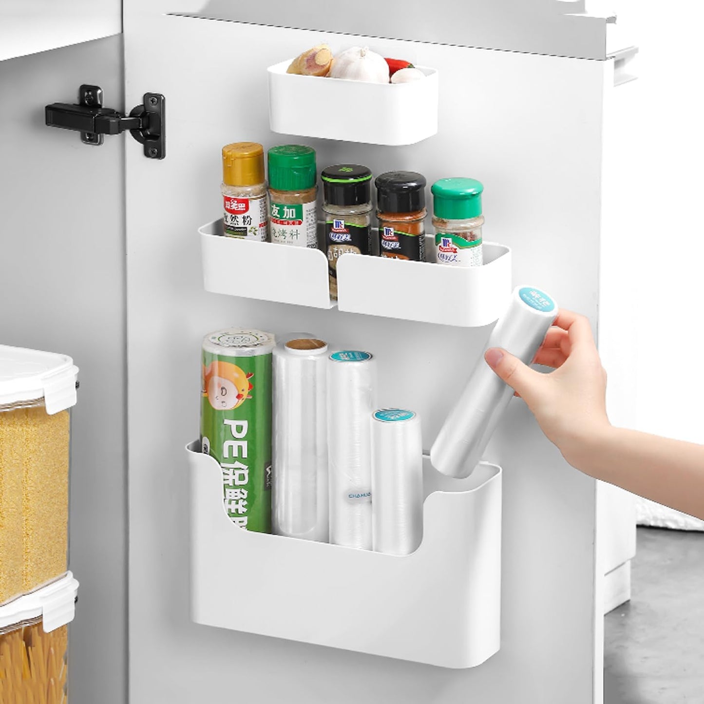 Adhesive Cabinet Door Organizer Storage 4 Pack
