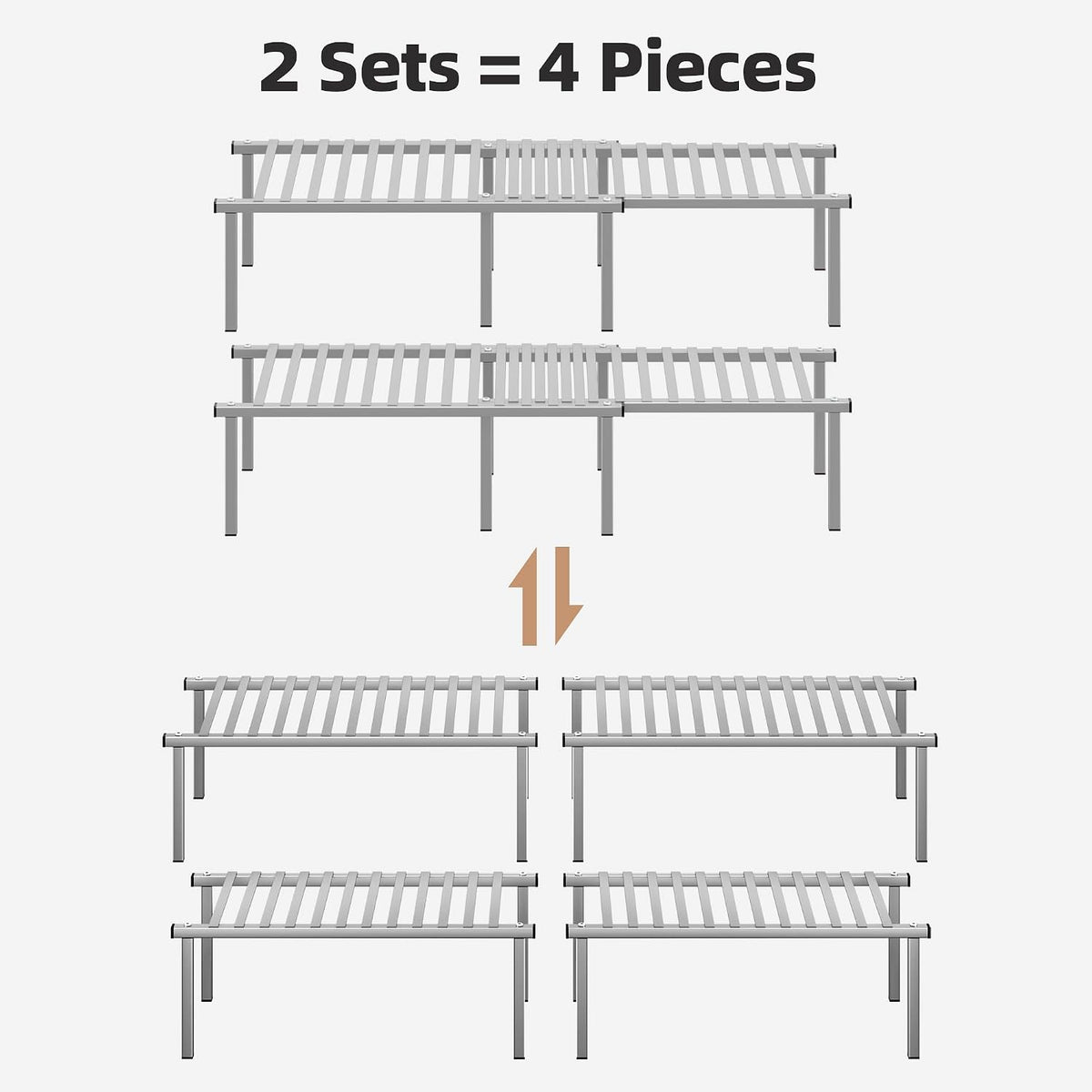 STORAGE MANIAC Expandable Cabinet Organizer Shelf, Set of 4,