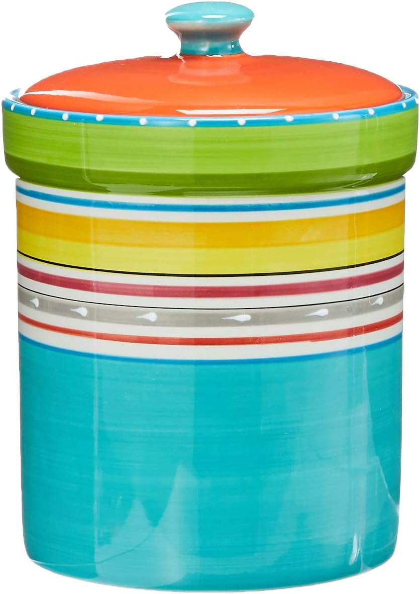 Mariachi 4-Piece Ceramic Kitchen Canister Set – Airtight Colorful Striped Storage Jars with Lids