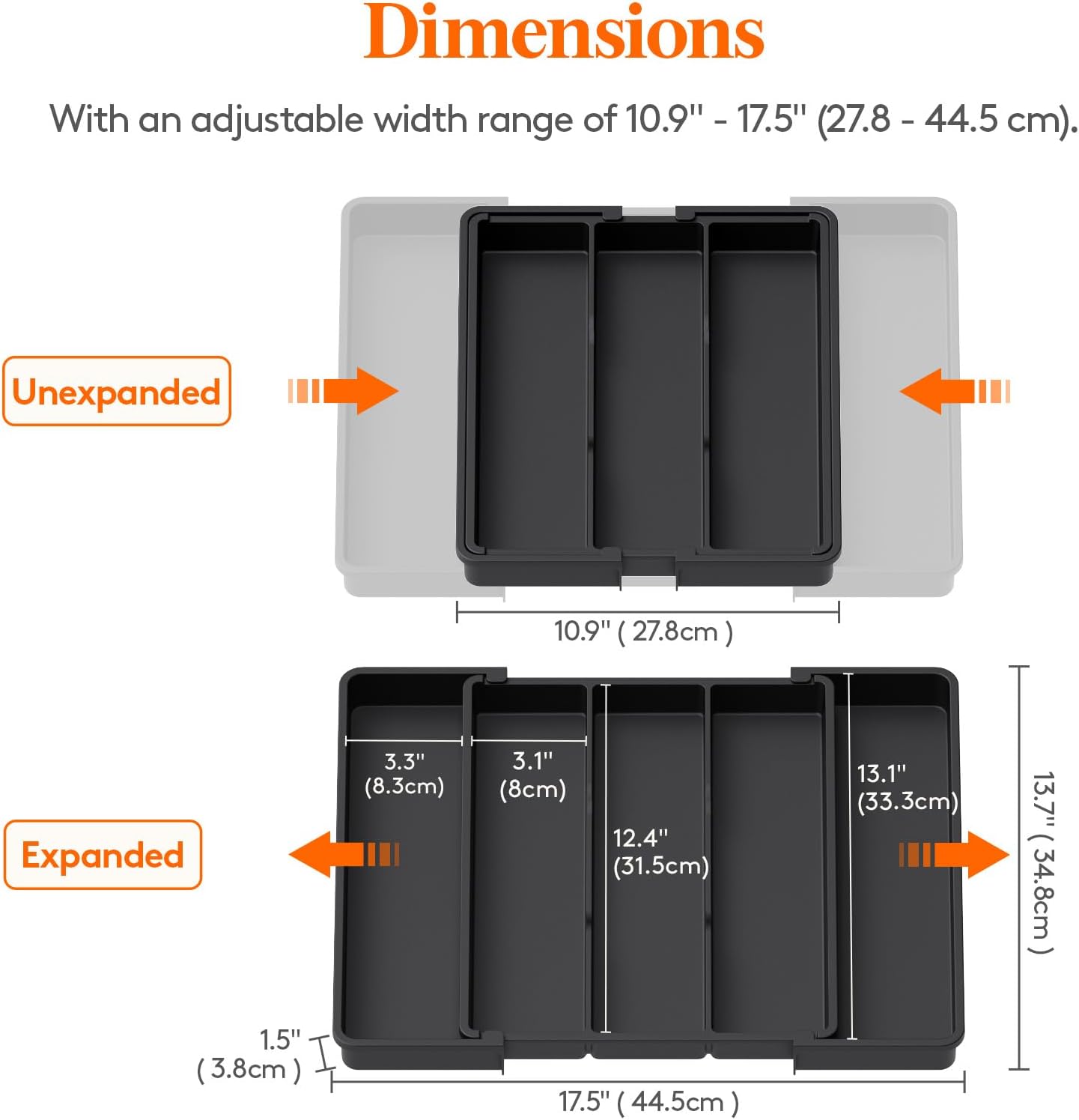 Utensil Organizer for Kitchen Drawers, Expandable Cooking Utensil Tray