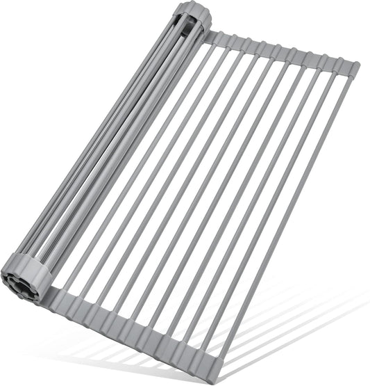 Roll Up Dish Drying Rack, Over The Sink Dish Rack Foldable, Heat-Resistant