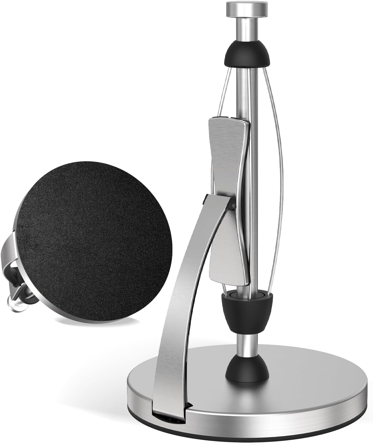 Paper Towel Holder Countertop, One-Handed Tear, Stainless Steel