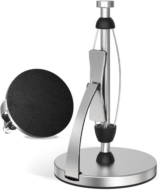 Paper Towel Holder Countertop, One-Handed Tear, Stainless Steel