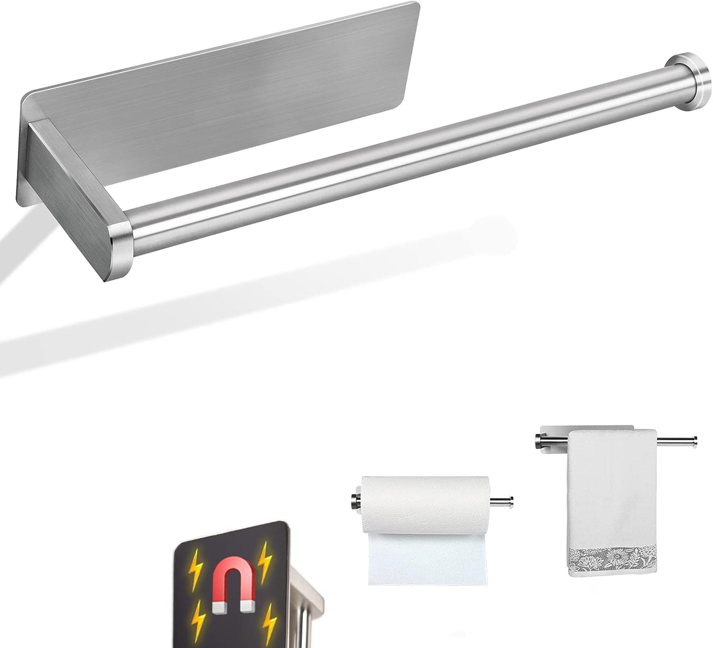 Paper Towel Holders Magnetic Steel Brushed Towel Roll Holders with Strong Magnetic Backing