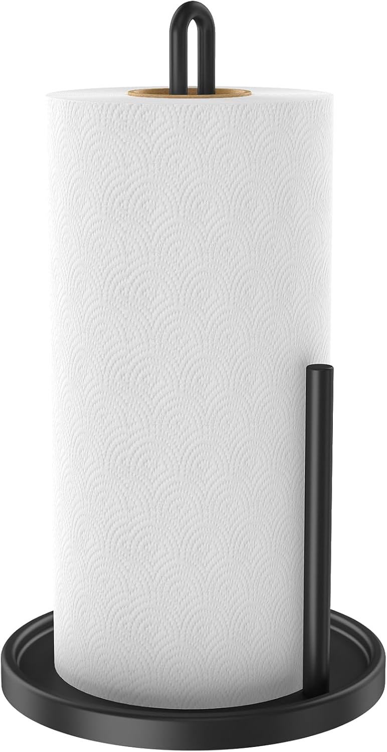 Paper Towel Holder Countertop, Freestanding Paper Towel Roll Holder with Weighted Base