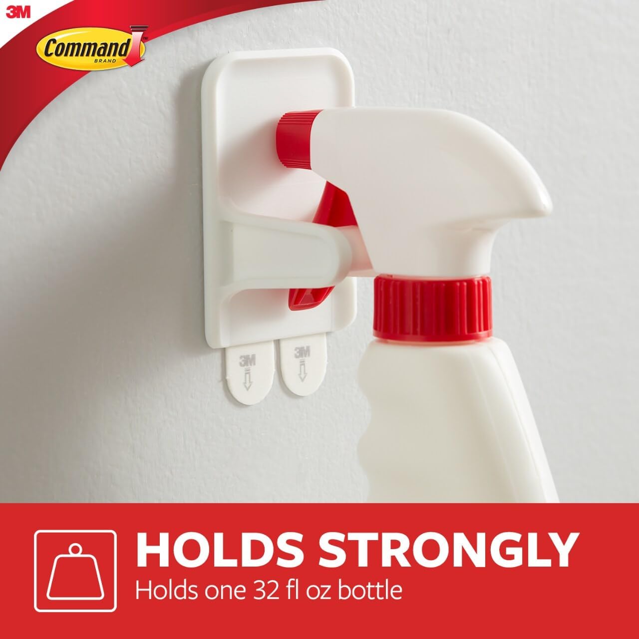 Spray Bottle Hangers, Holds up to 32 fl oz, 2 Hangers with 4 Strips