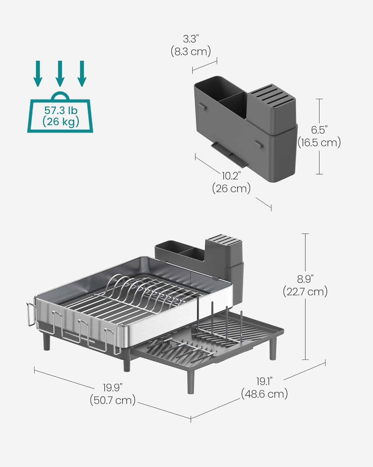 Large Dish Drying Rack, Expandable Dish Dryer for Kitchen Counter